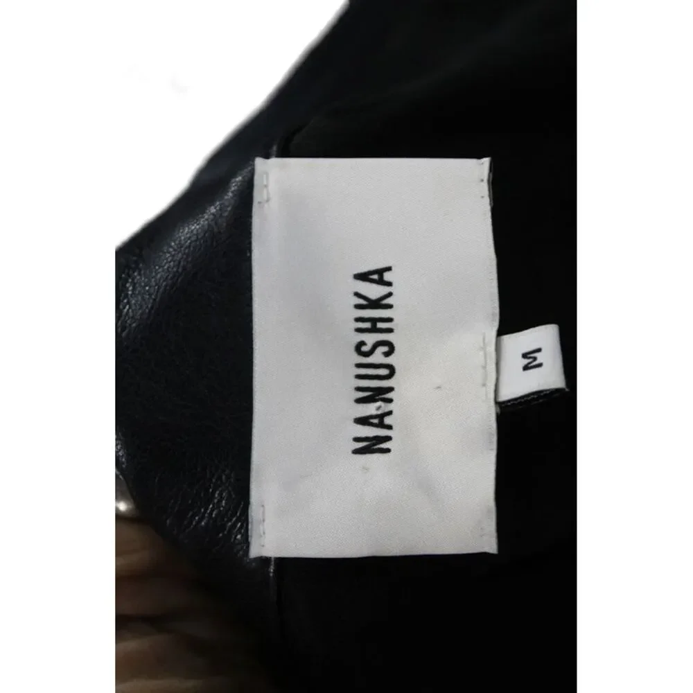 Nanushka Womens Trench Coat Black Collared Long Sleeve Full Length Size M
